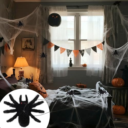 6PCS Halloween Hanging Spiders, Realistic Creepy Spider Decorations for Haunted House & Party