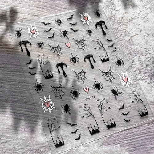 Halloween Nail Art Stickers Horror Gothic Decals - 3 Sheets - Variation of Halloween