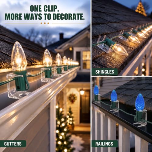 200 Pcs Christmas Light Clips for C7 C9 Sockets Waterproof Combo C - VIHOSE Variation 200