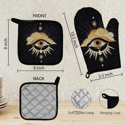 Mingnei Tarot Evil Eye Halloween Oven Mitts and Pot Holders Set - Eye Variation