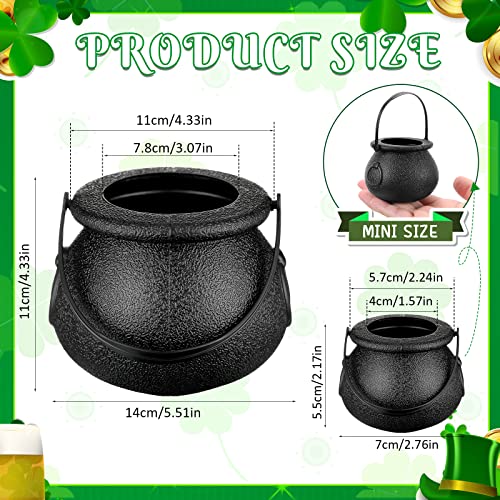 Mini Plastic Cauldrons for Halloween Party Favors - Black, Set of 26