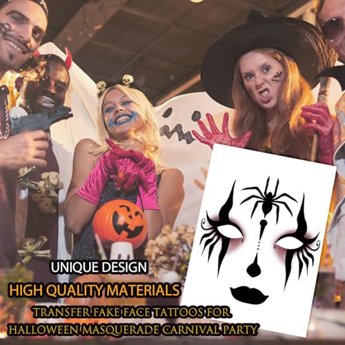 Halloween Spider Web Face Tattoo Sticker - Pattern-16, 8 Sheets for Cosplay & Party