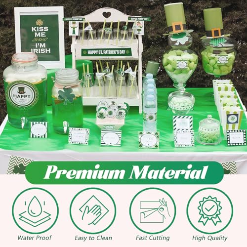 Disposable Green Plastic Table Cover Roll 54in x 120ft with Easy Cut for Outdoor Events