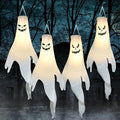 Scary Style Halloween Ghost Windsocks for Trees - Waterproof LED Outdoor Decorations, 4 Pcs
