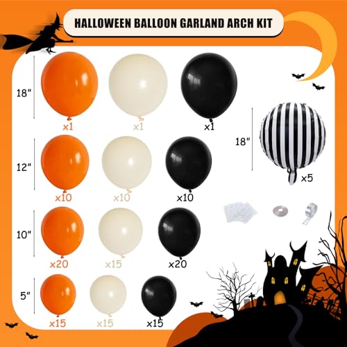 Fall Balloon Garland Arch Kit - 141pcs Orange Black Sand White Decorations - Variation of THIS listing