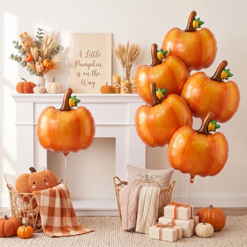 6pcs Fall Pumpkin Foil Balloons Thanksgiving Halloween Birthday Decorations