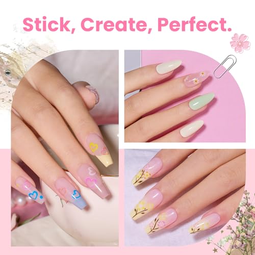 Multicolor 30 Sheets Flower Nail Art Stickers 3D Heart & Flower Designs - G