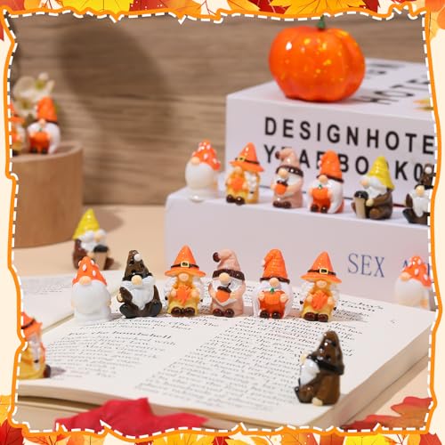 Fall Mini Resin Gnomes Set of 60 Thanksgiving Figurines - Seasonal Decor