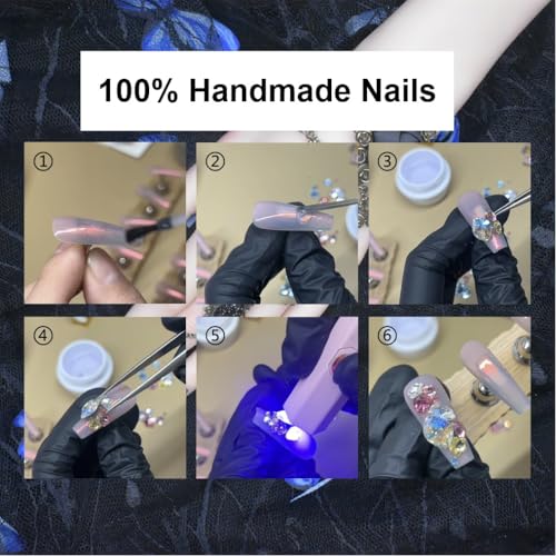 Dark Gothic Style Handmade Press On Nails Bloody Mary - Size L, 10Pcs