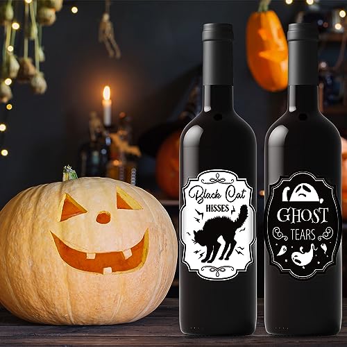 Halloween Wine Bottle Stickers Set - Waterproof Scary Labels for Party Décor
