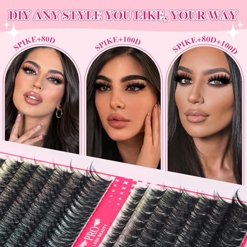 DIY Lash Clusters Kit Spiky 80D+100D False Eyelash Extensions - PRO LASHBEAUTY Variation of Kit-Spiky-80D+100D