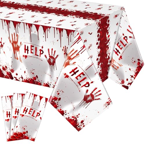 Bloody Halloween Tablecloth 3 Pcs 54x108 Plastic Cover - Festive Party Decor