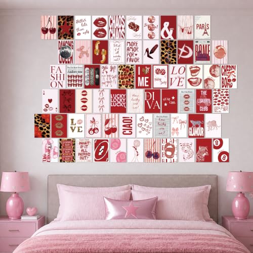 Red Y2K Room Decor Set - 64 Cheetah Leopard Print Wall Posters - Trendy Wall Art