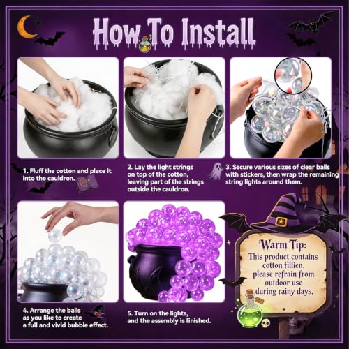 Indoor Halloween Bubbling Cauldron Decoration Kit with LED Lights & Accessories