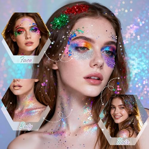 Red Body Glitter Stick for Face & Hair - Festival Makeup, Long-Lasting, Easy to Apply