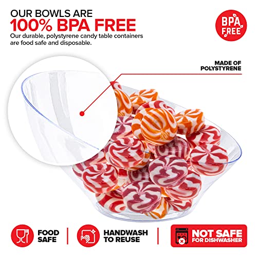 Clear Plastic Serving Bowls - 6oz Small Disposable Snack Dishes, 8 Pack - Variation: Clear / 6 oz