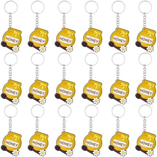 Honeypot Keychain Charm Bulk 20 Pcs - Cute Honey Bee Bag & Party Decor