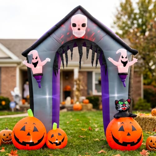 Halloween Pumpkin Arch Inflatable Decoration - 9FT Large Outdoor Festive Decor - Variation: Pumpkin Arch