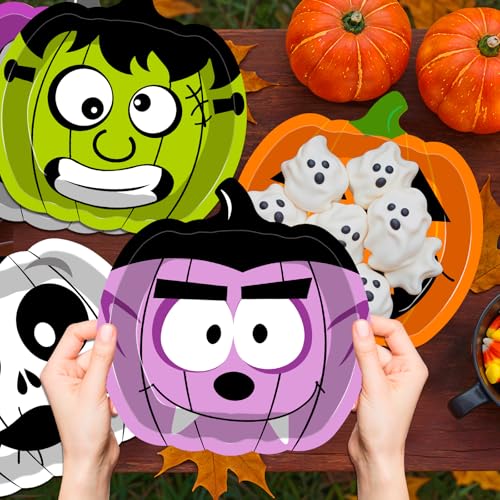 48 Pack Halloween Paper Plates - 9 Inch Colorful Disposable Tableware Set