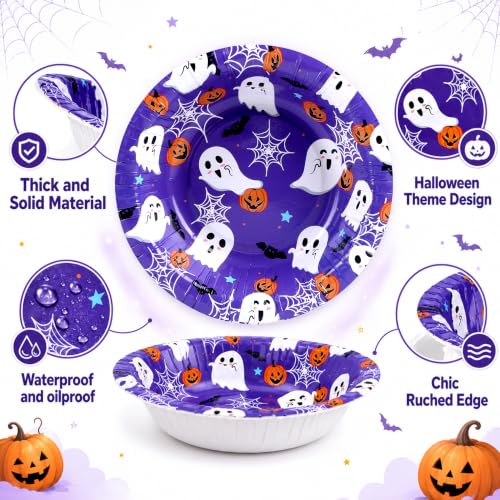 Halloween Mix Disposable Paper Bowls 12 oz Bulk Set for Parties, 100 Pack
