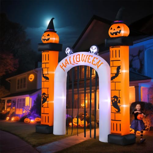 Giant 11FT Halloween Inflatable Pumpkin Archway with LED Lights - Outdoor Decor Variation of Pumpkin Arch