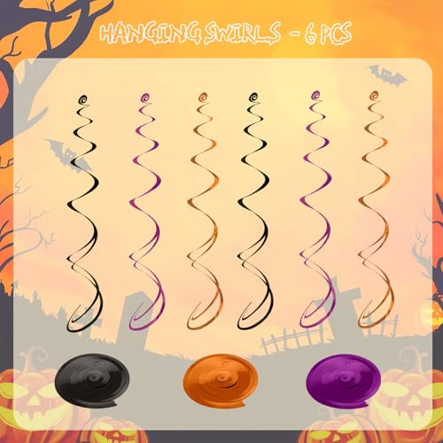 Halloween Bat Hanging Decorations Set - 46 Pc Spooky Party Streamers & Ornaments