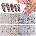 Halloween Nail Stickers Decals - 8 Sheets Ghost Pumpkin Spider Web Bats Glitter - Halloween 03