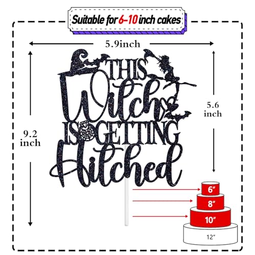 Halloween Witch Wedding Cake Topper - Spooky Bridal Shower & Bachelorette Decor
