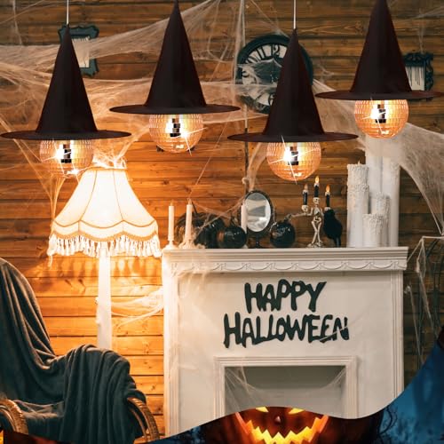 Halloween Disco Decorations Set - Hanging Witch & Disco Ball Party Decor