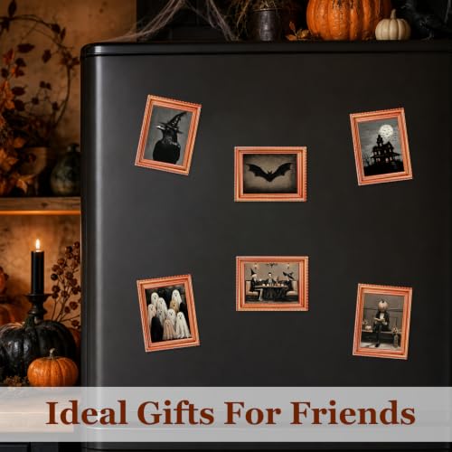 Dark Halloween Refrigerator Magnets Set - Ghost Skull Pumpkin Raven 3D Wood Stickers