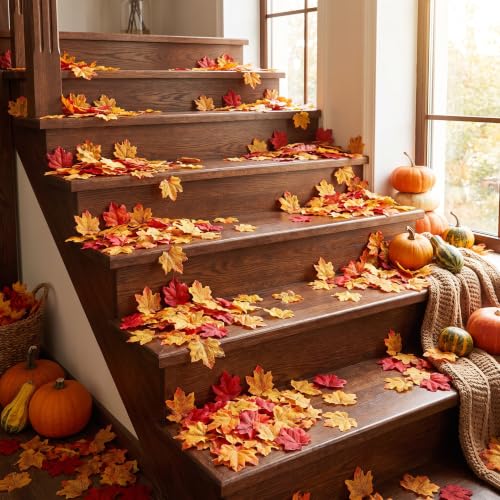Fall Leaves Fake Maple Leaves Set - Fall-a, 400pcs Autumn Decor
