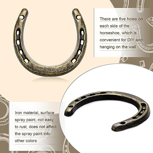 Bronze Cast Iron Horseshoe Wall Decor Set - Lucky 10 Pieces 4.5 x 4.3 Inches