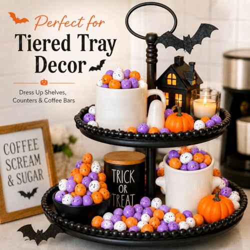 Halloween Foam Eggs Set - Mini Orange White Purple Decor, 200 Pcs