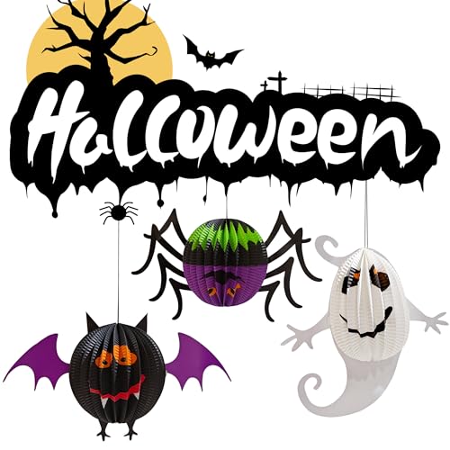 Halloween Paper Lanterns 6-Pack Pumpkin Spider Ghost Bat Decorations