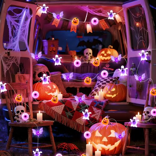 Halloween String Lights Ghost Variation - 16ft 50 LED Outdoor Decor