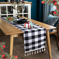 Black and White Checkered Table Runner 14x90 Inches Gingham Halloween Decor