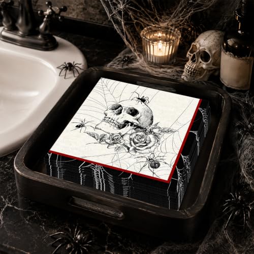 Black Gothic Halloween Paper Napkins 6.5 Inch - 100 pcs Halloween Party Supplies
