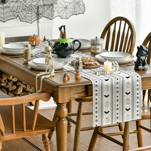 Halloween Table Runner 13x90 Inch Beige Polyester Home Party Decor