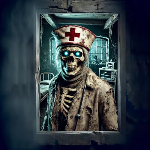 Halloween Zombie Nurse Window Banner 31x47 Inch - Spooky Medical Scene - Colorful Variation 8