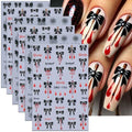 Halloween Nail Art Stickers Set - Black Bow Blood Drops 3D Self-Adhesive Decals