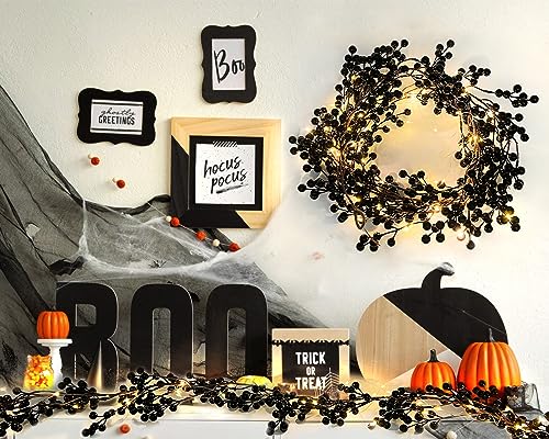 RECUTMS Black Berry Christmas Garland with Lights - Dark Christmas Decor, 5.9 ft, Flexible & Vivid Colors, Variation: Black with Lights