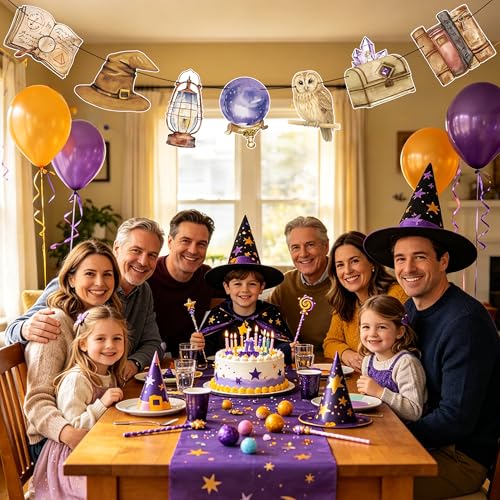 Gold Glitter Wizard Happy Birthday Banner 3-Pack - Fantasy Magic Party Decorations