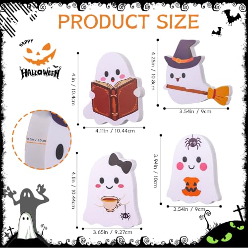Halloween Ghost Tiered Tray Decor Set - Cute Indoor Tabletop Spooky Decorations