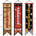 Pirate Party Decorations Banner Set - Beware of Pirates, Arrrggh Matey, Enter of Ye Dare - 3 Pieces, Pirate Theme Flags with Wooden Rod & Ribbons - Variation: 3 / Pirate