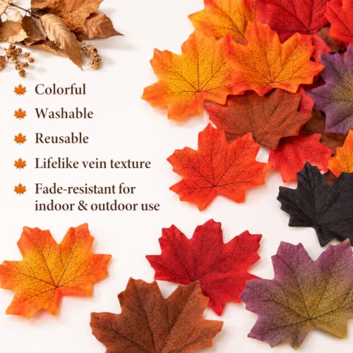 Fall Maple Leaf Garland - 350 Fake Autumn Leaves for Decor & Crafts