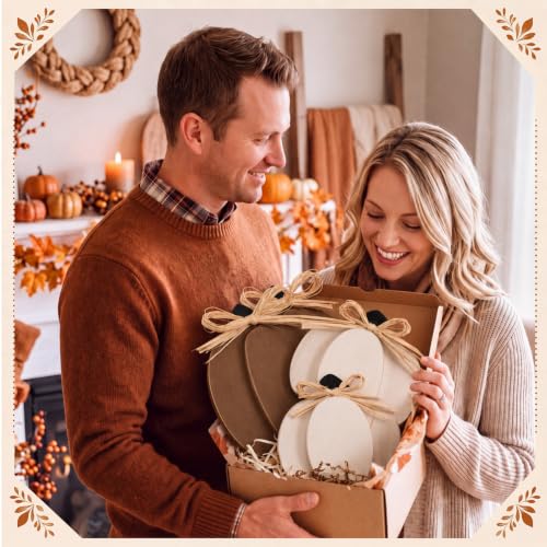 Fall Pumpkin Wooden Signs Set - Rustic Farmhouse Autumn Decor - Novel Color