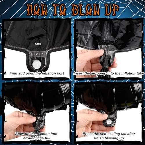 Halloween Black Spider Balloons - 12 Pack 32.5 Inch Giant Foil Decorations - Variation: Spider