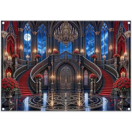 7x5ft Halloween Gothic Castle Backdrop Vampire Medieval Banner for Parties