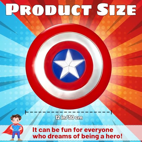 12 Inch Plastic Captain Round Shield Role Play Toy for Superhero Cosplay Halloween & Party