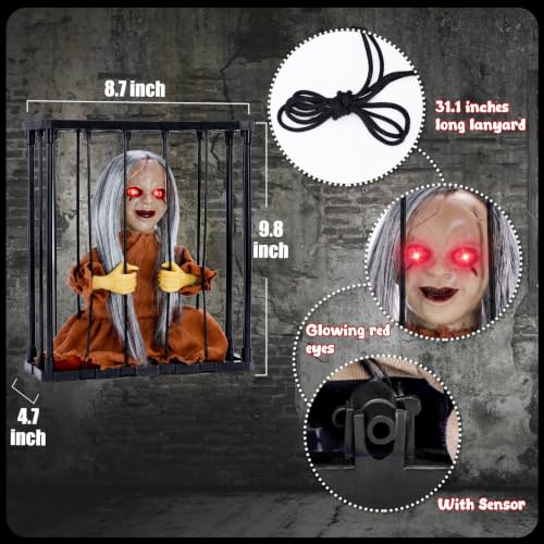MGparty Halloween Screaming Skeleton Prisoner Cage Decoration - Brown